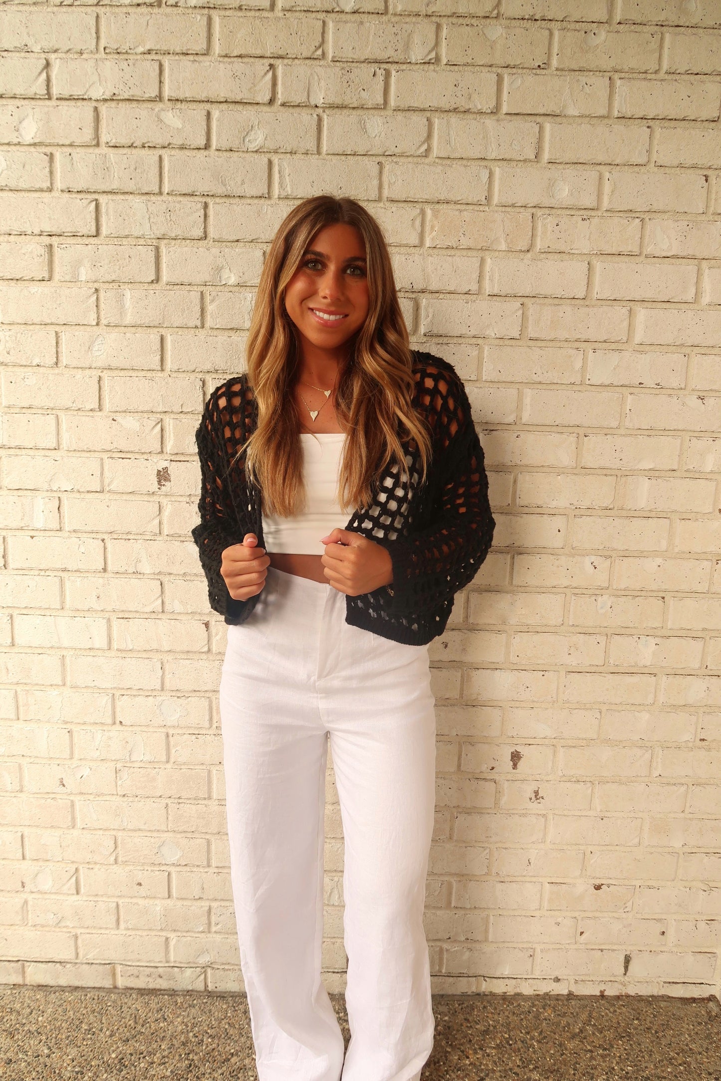 Crochet Knit Crop Cardigan