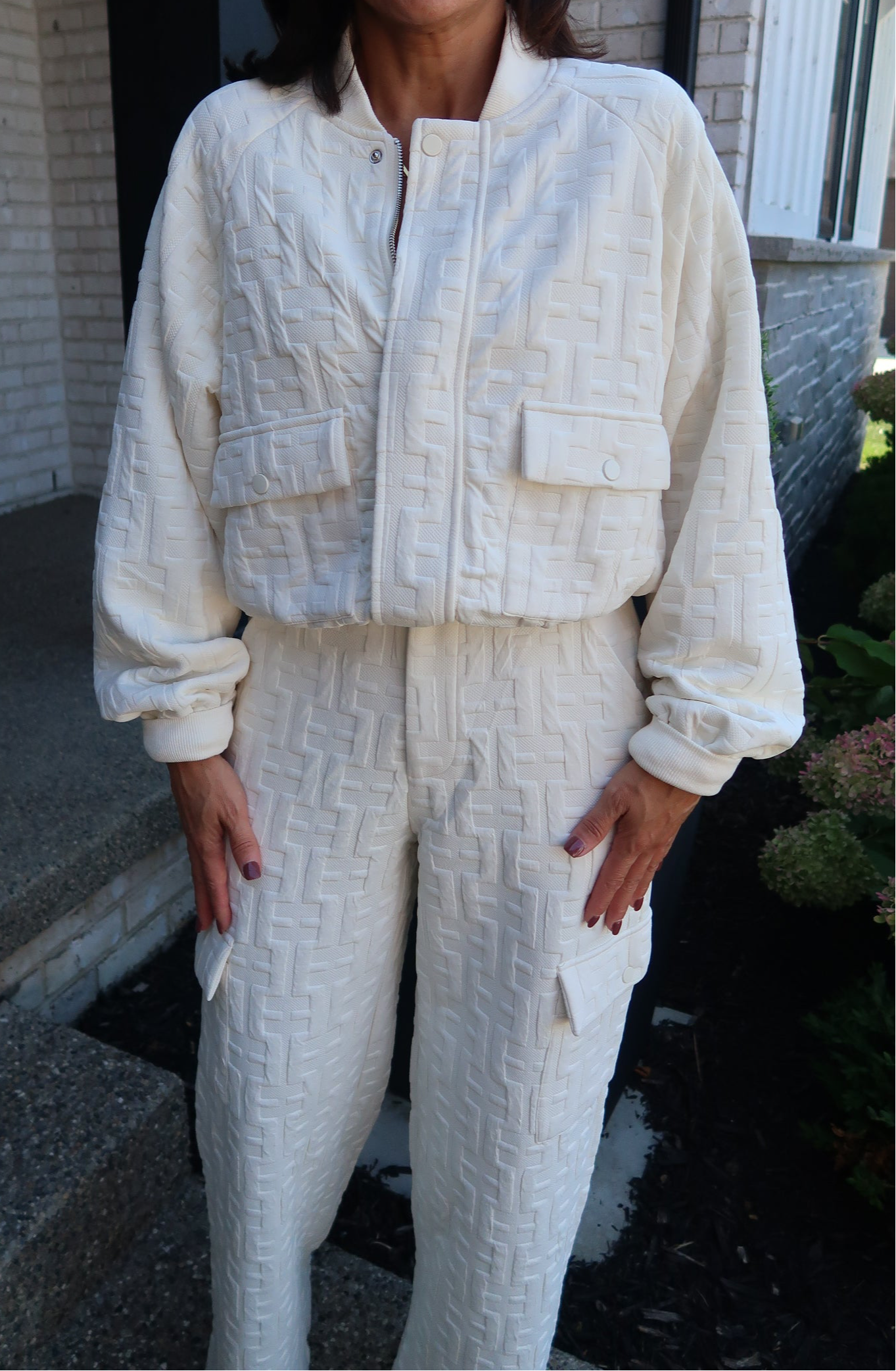 Cream Textured Bomber