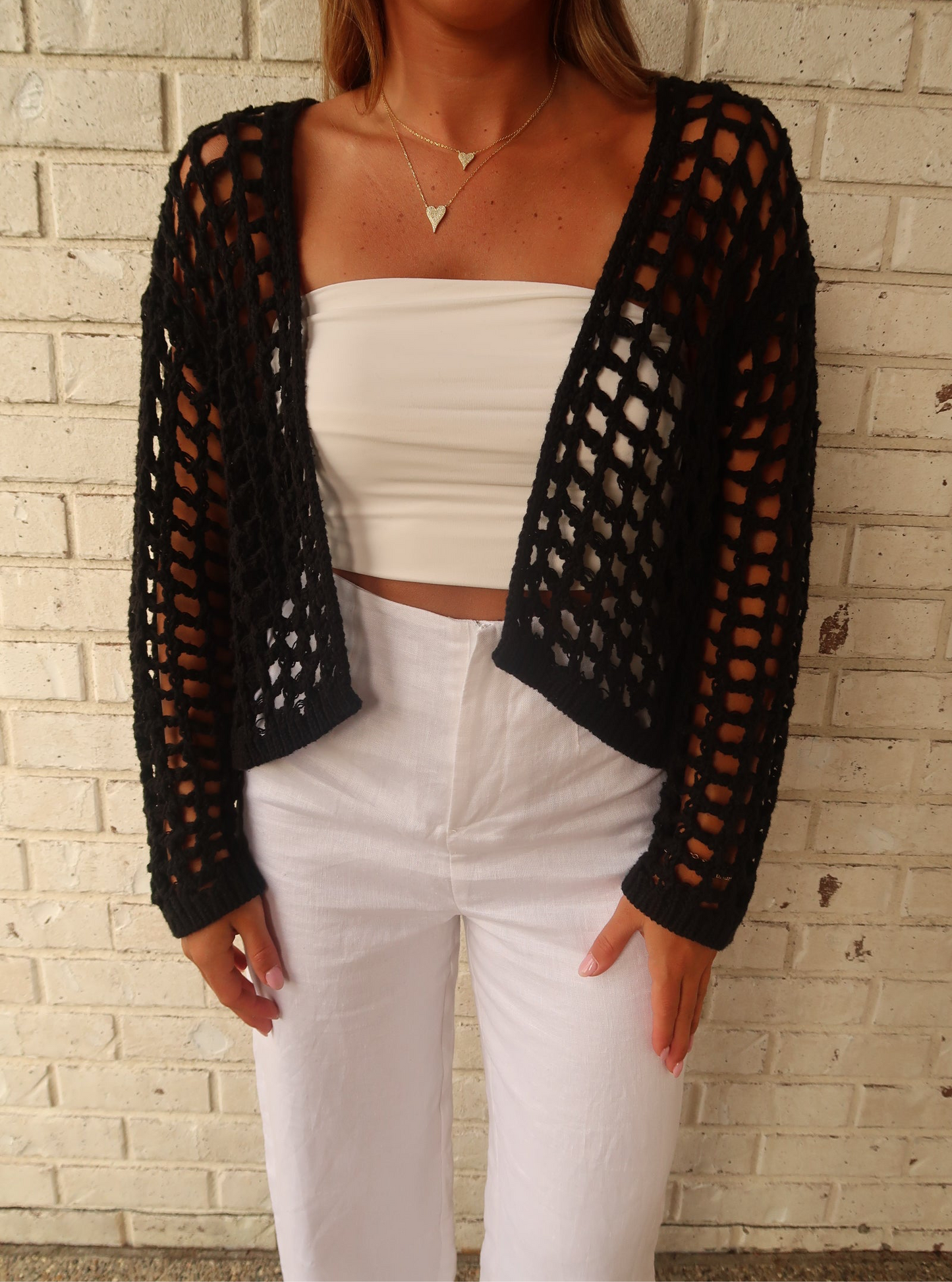 Crochet Knit Crop Cardigan