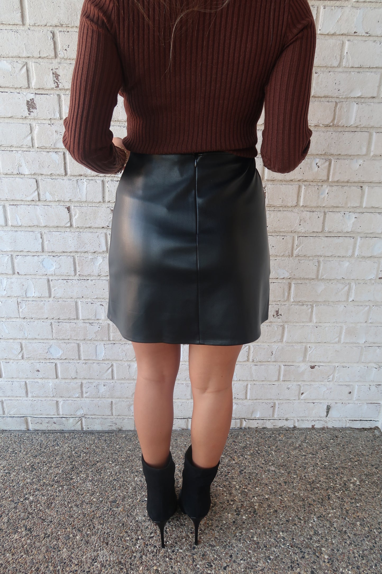 Mini Black Leather Skirt