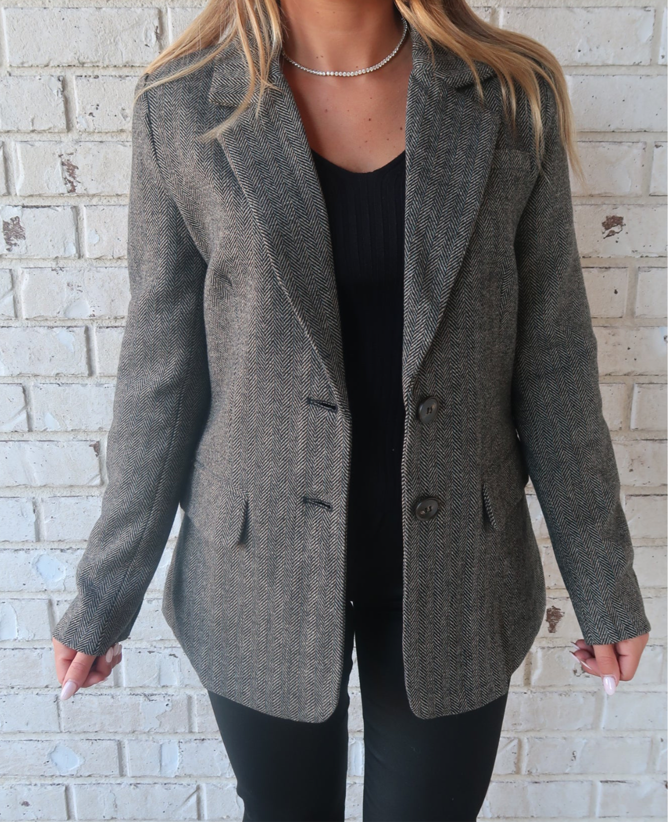 Classic Herringbone Blazer
