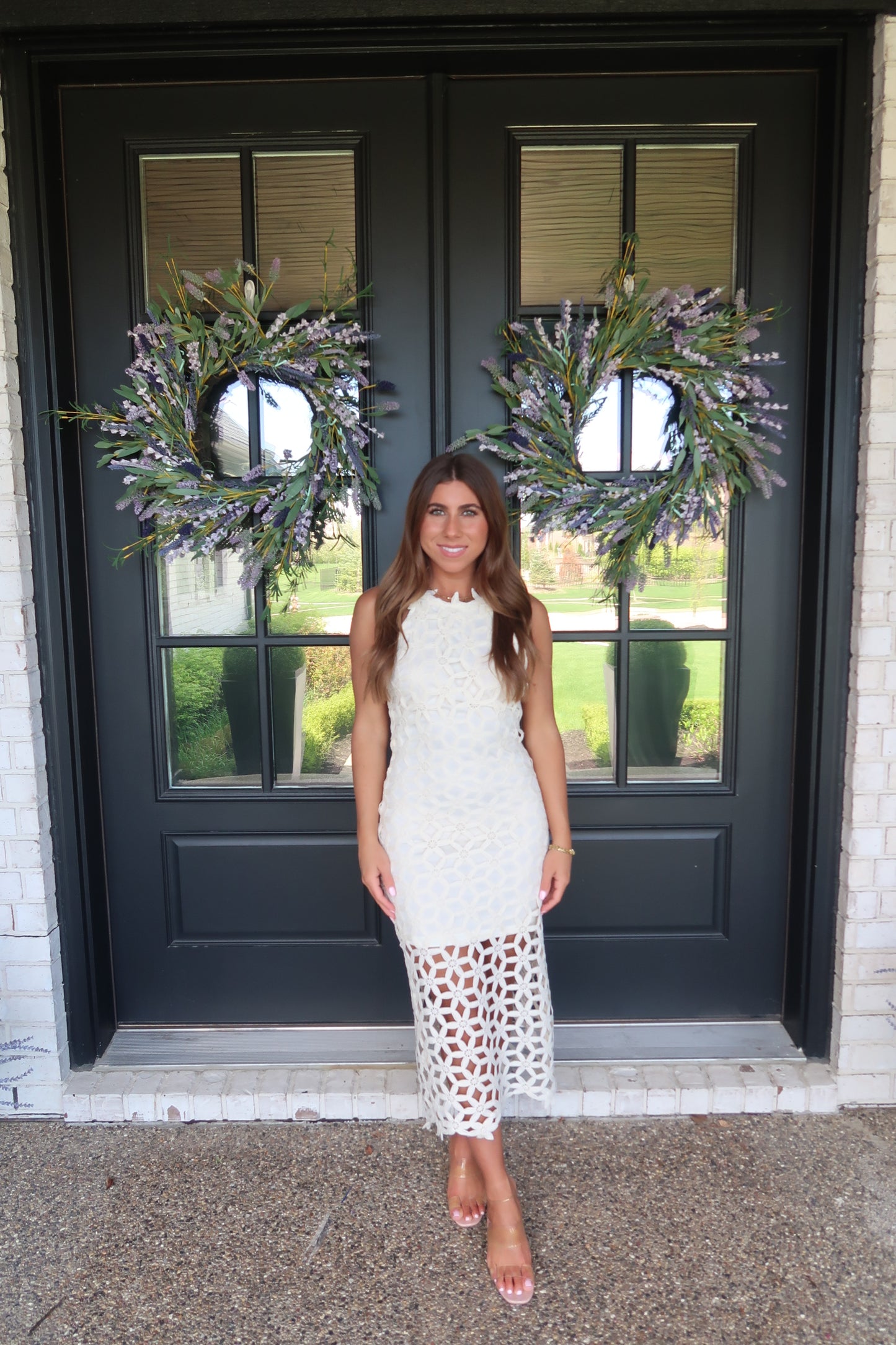 Floral Cream Overlay Dress
