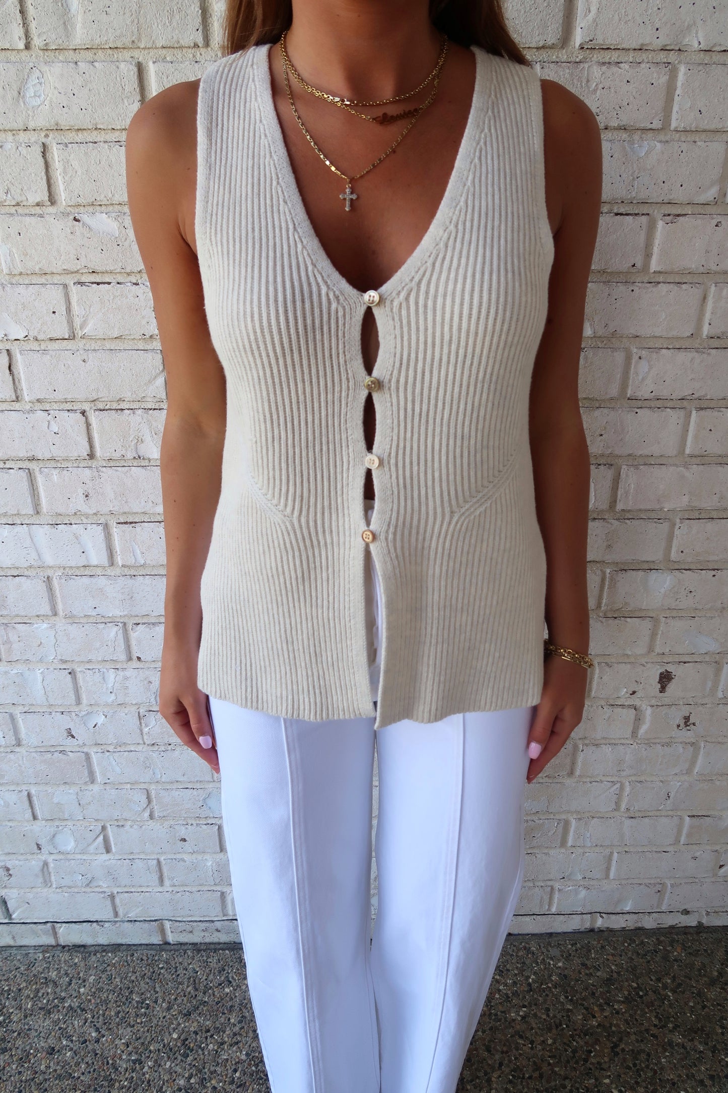 Oatmeal Sleeveless Vest