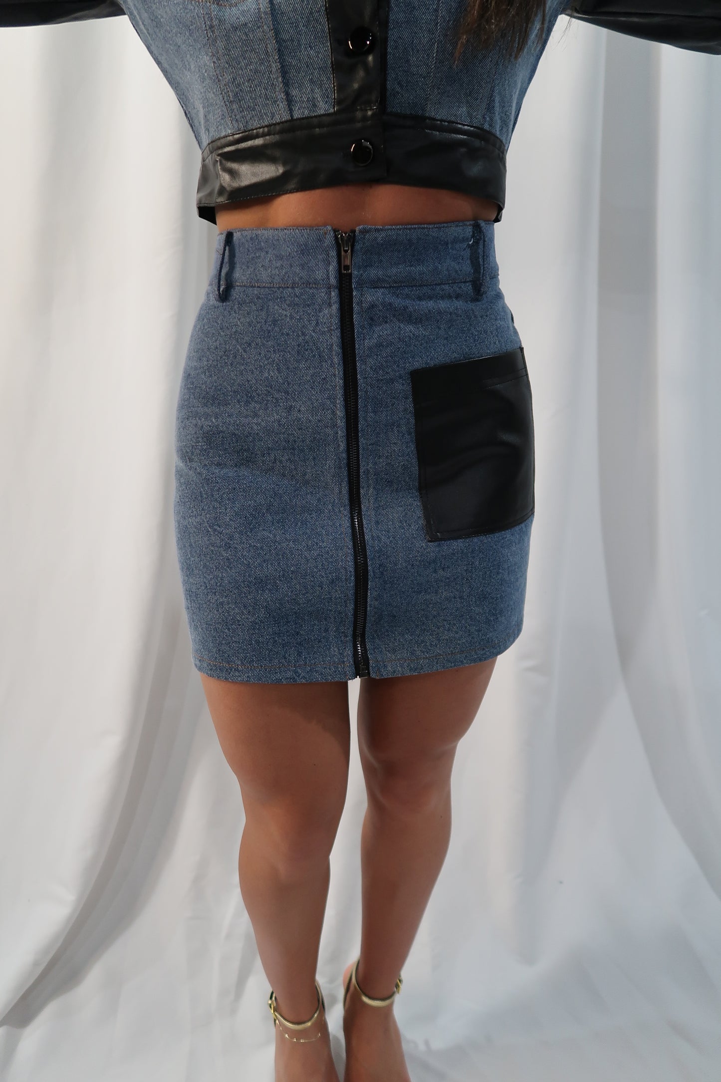 Quinn Denim Two Tone Mini Skirt