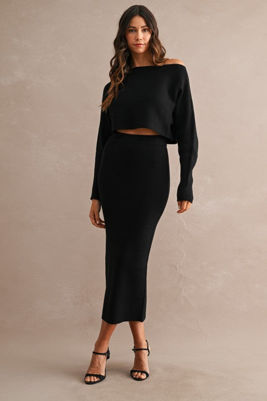 Ribbed Black Crop Sweater