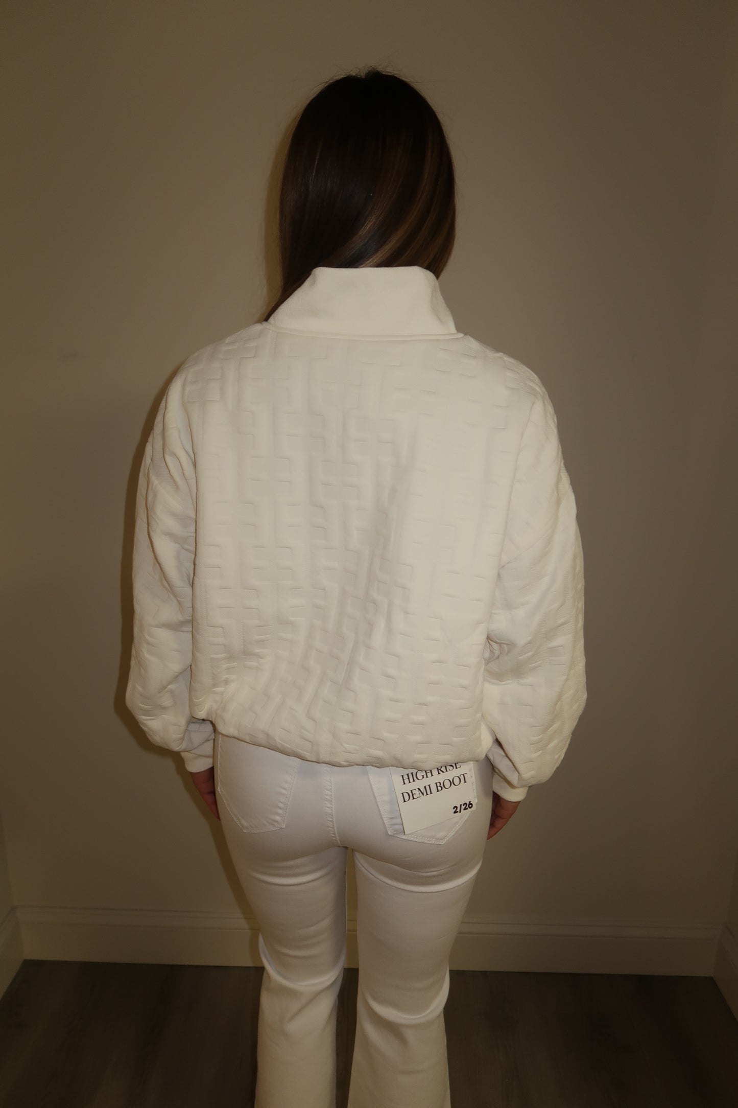 Cream Textured Quarter Zip