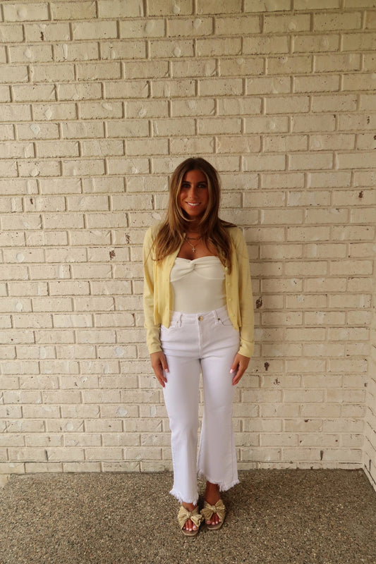 White Fray Hem Cropped Jeans