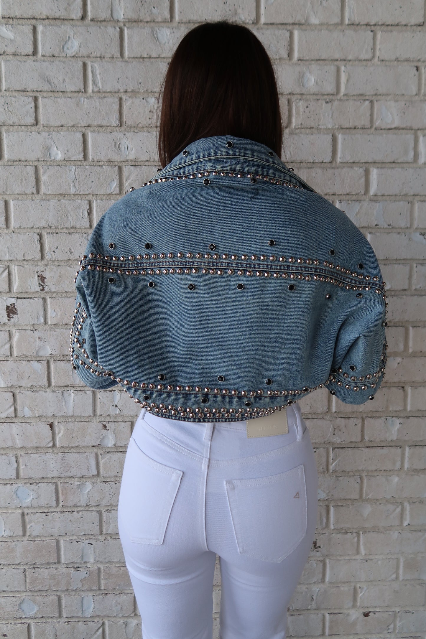 Denim Studded Bolero Jacket