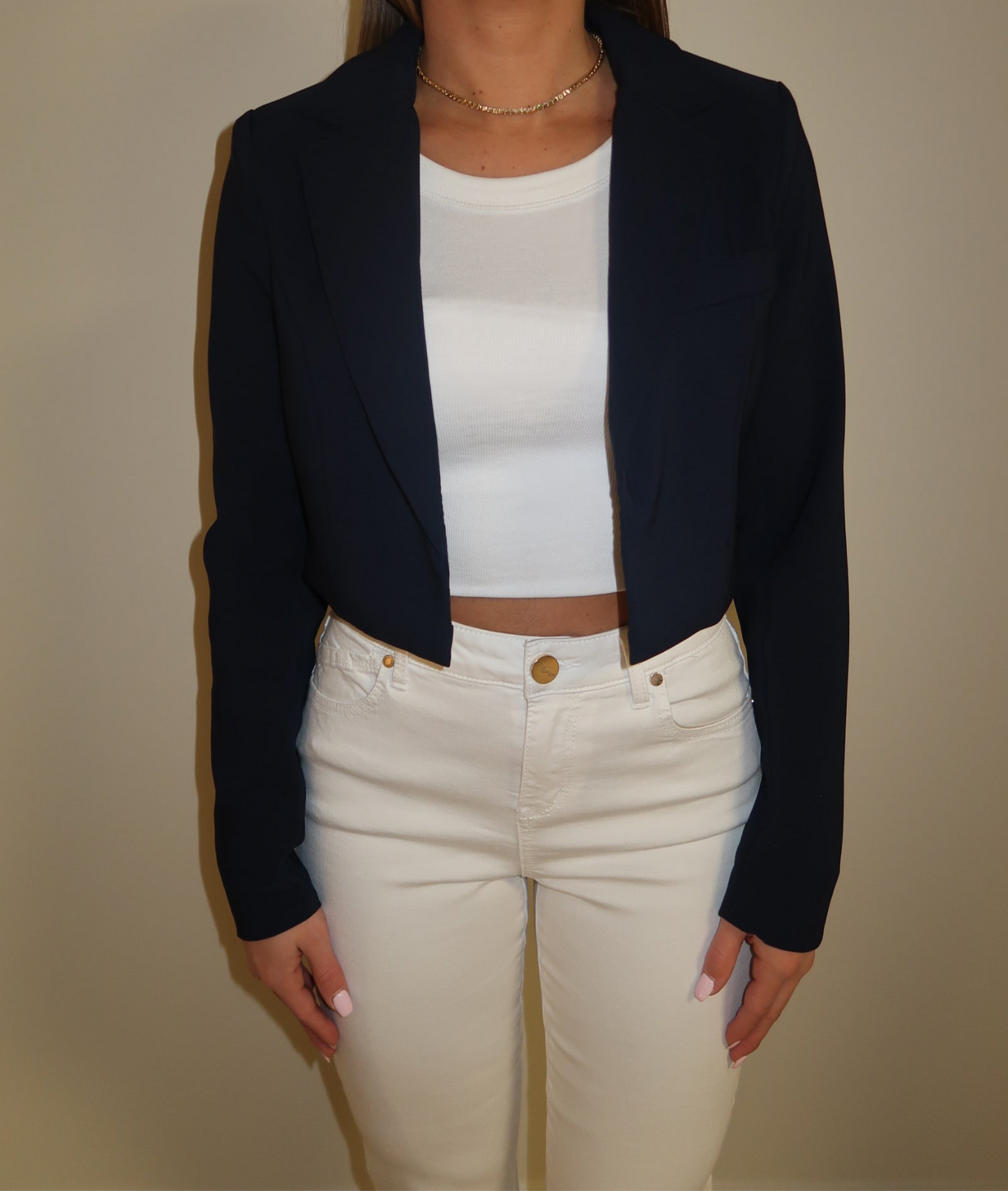 Navy Crop Blazer Jacket
