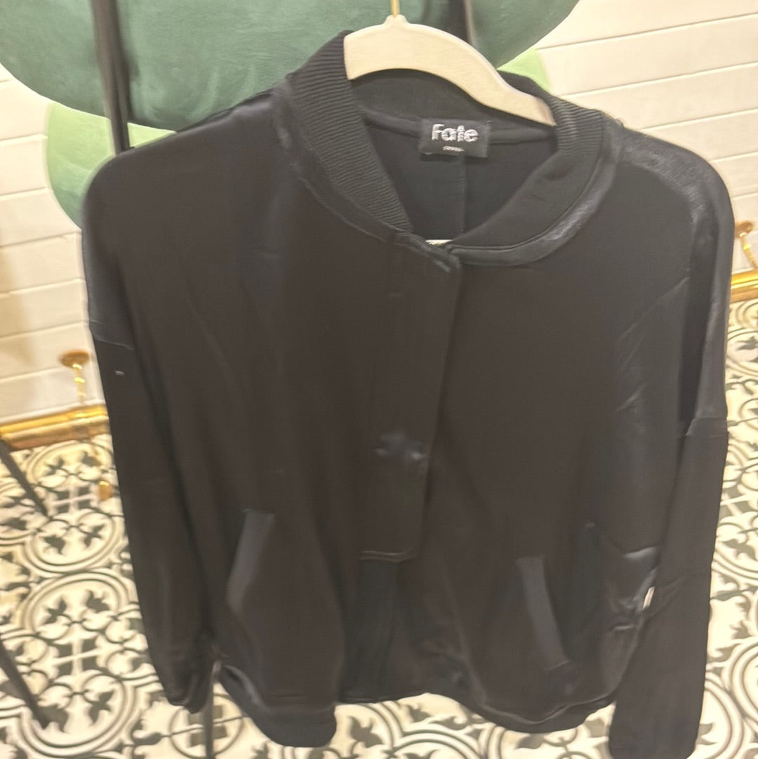 Satin bomber jacket black