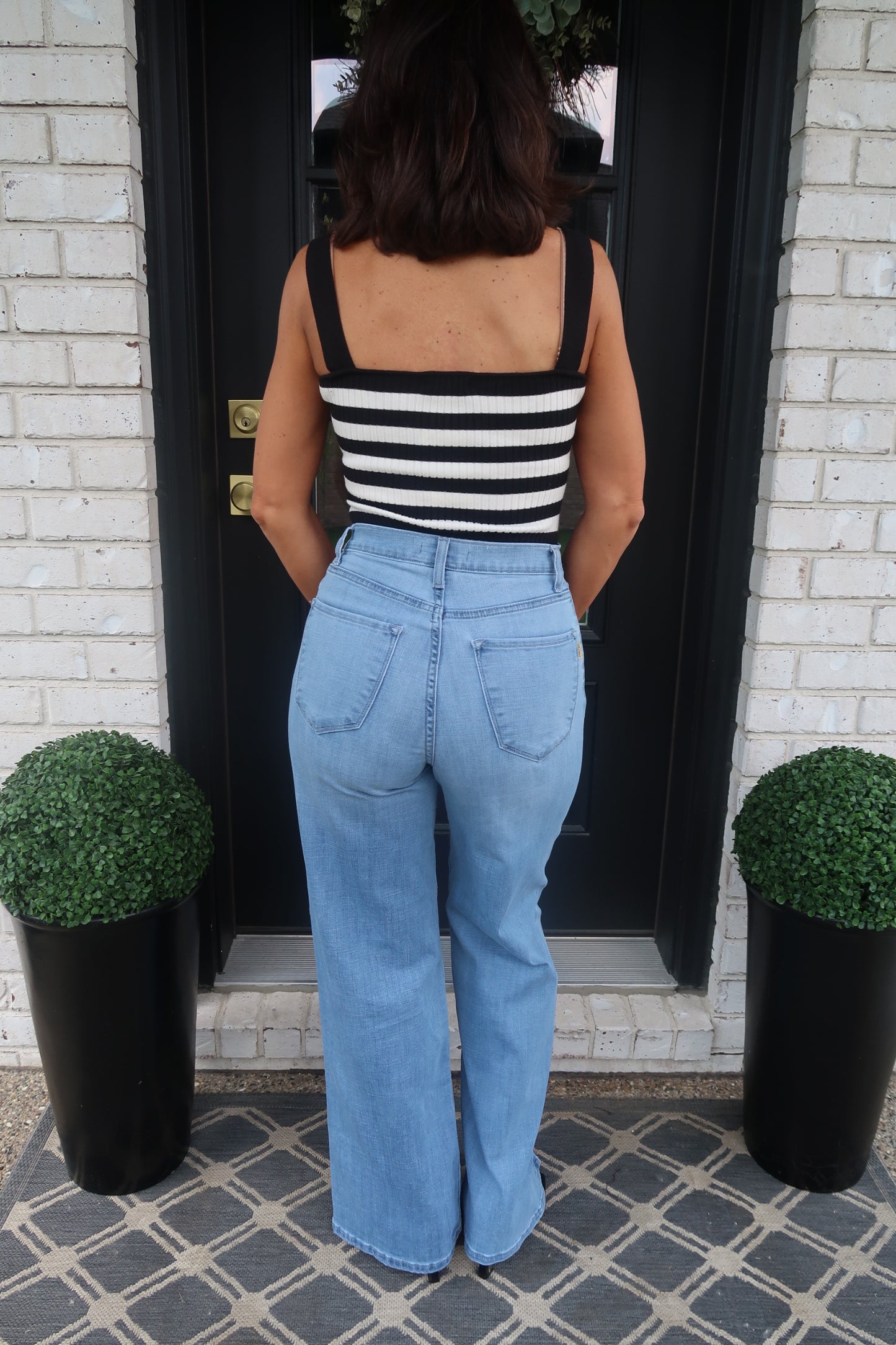 High Rise Front Slit Jeans