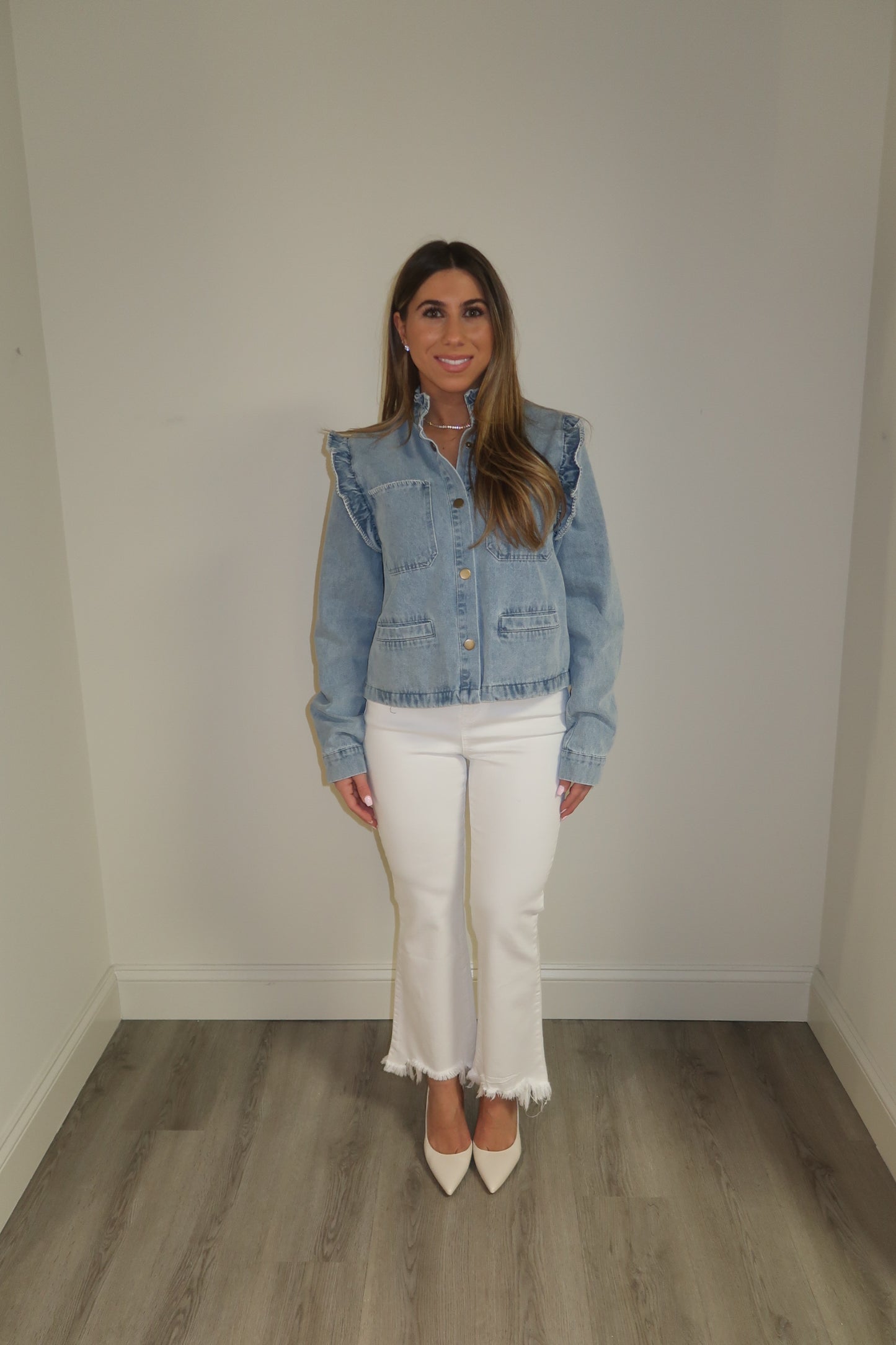 Frill Collar Denim Jacket