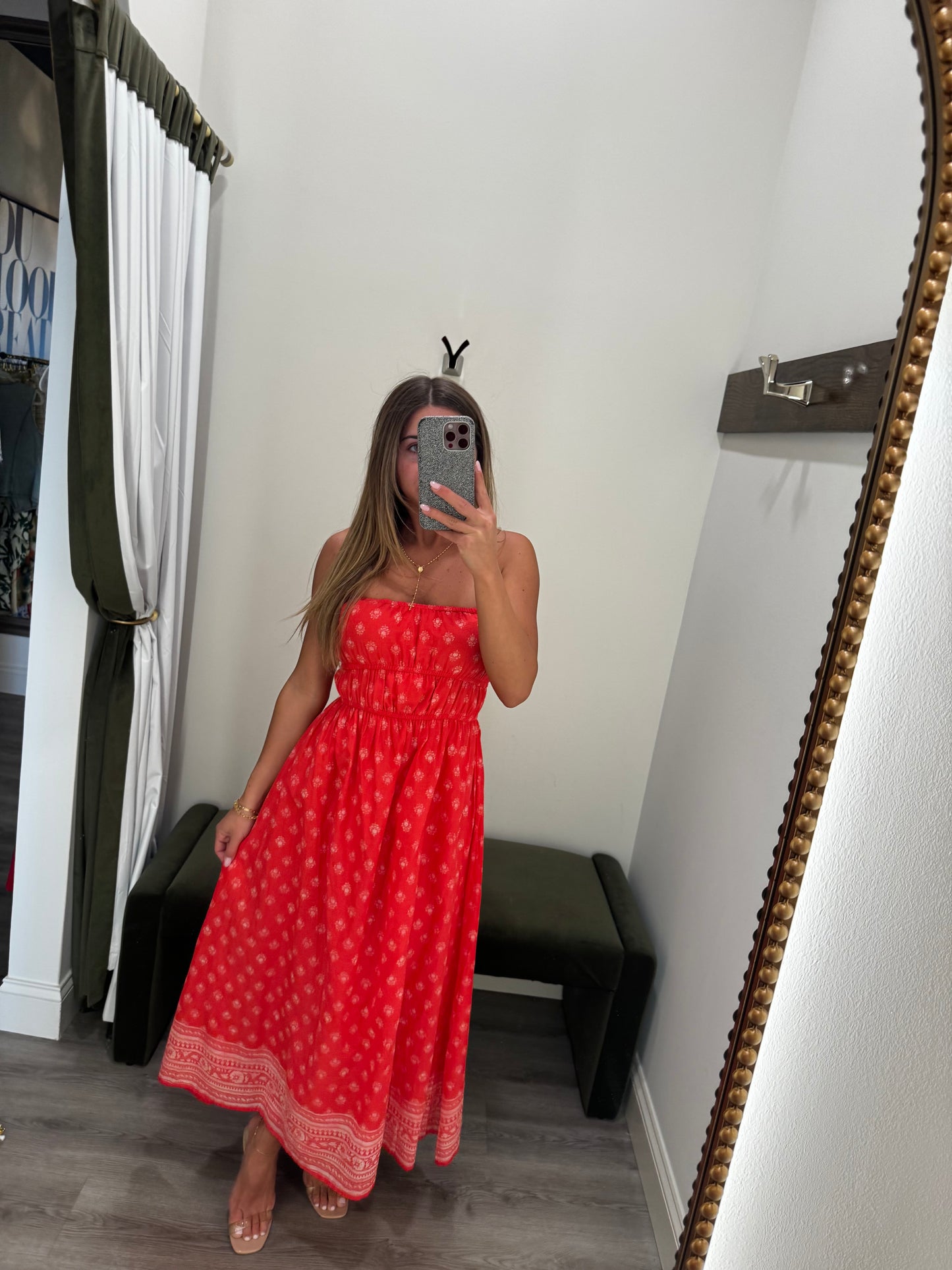 Coral Flowy Maxi Dress