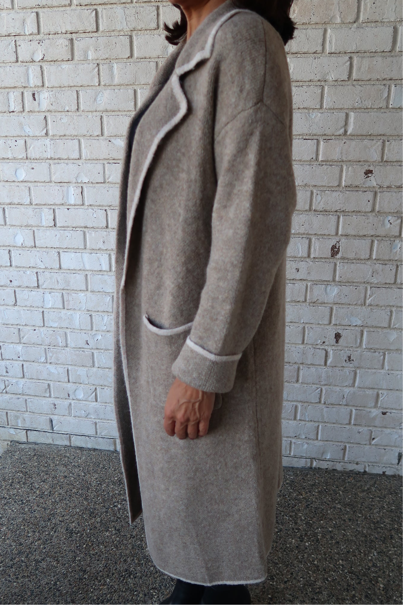 Mocha Contrast Knit Cardigan