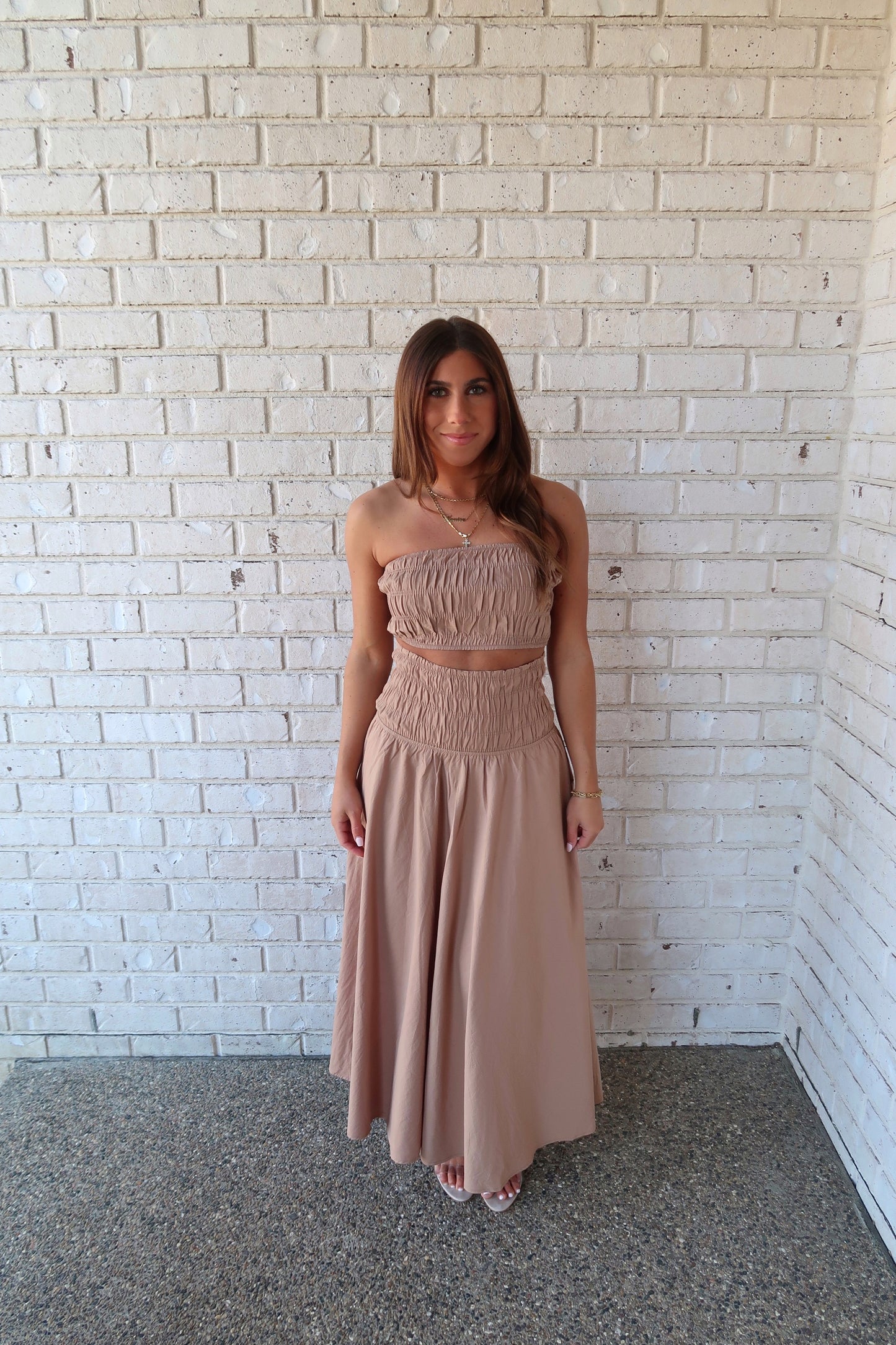 Mocha Smocked Maxi Skirt