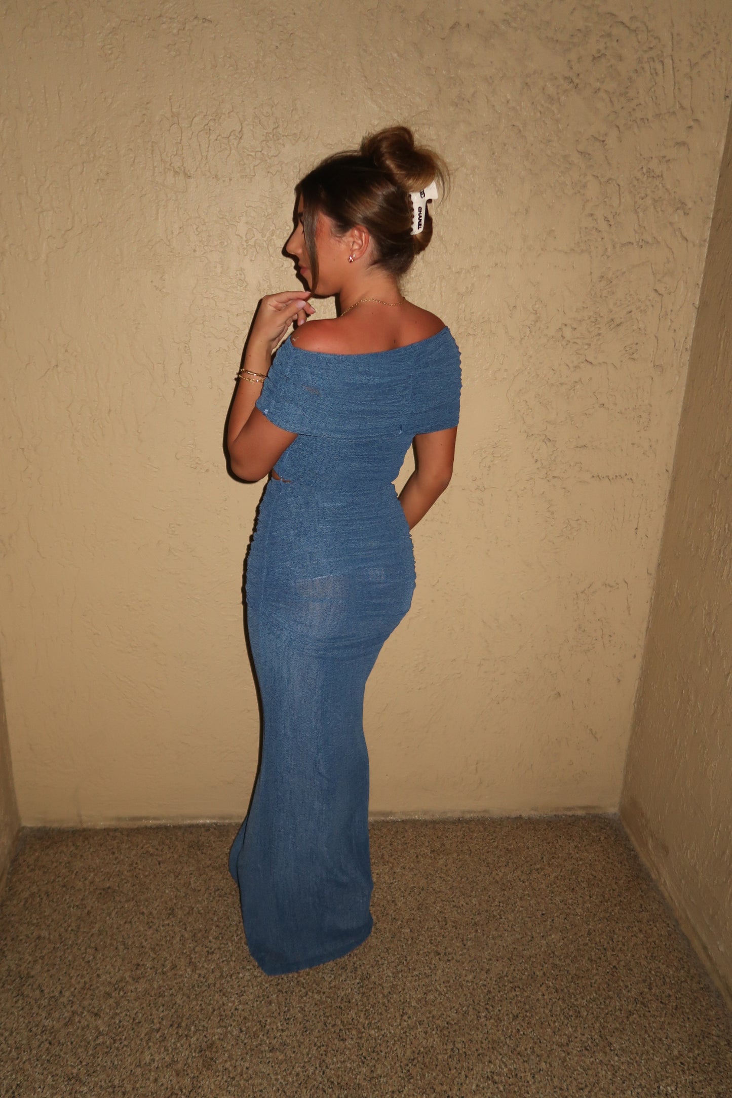 Teal Chain Maxi Skirt