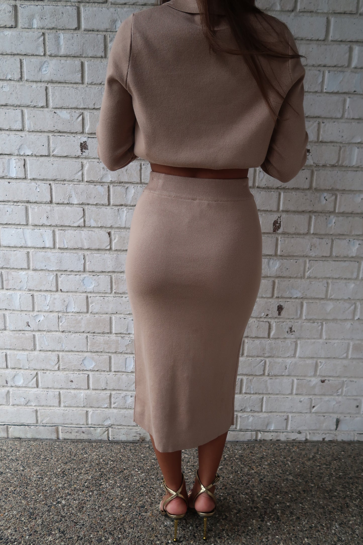 Elegance Knit Midi Skirt - Beige