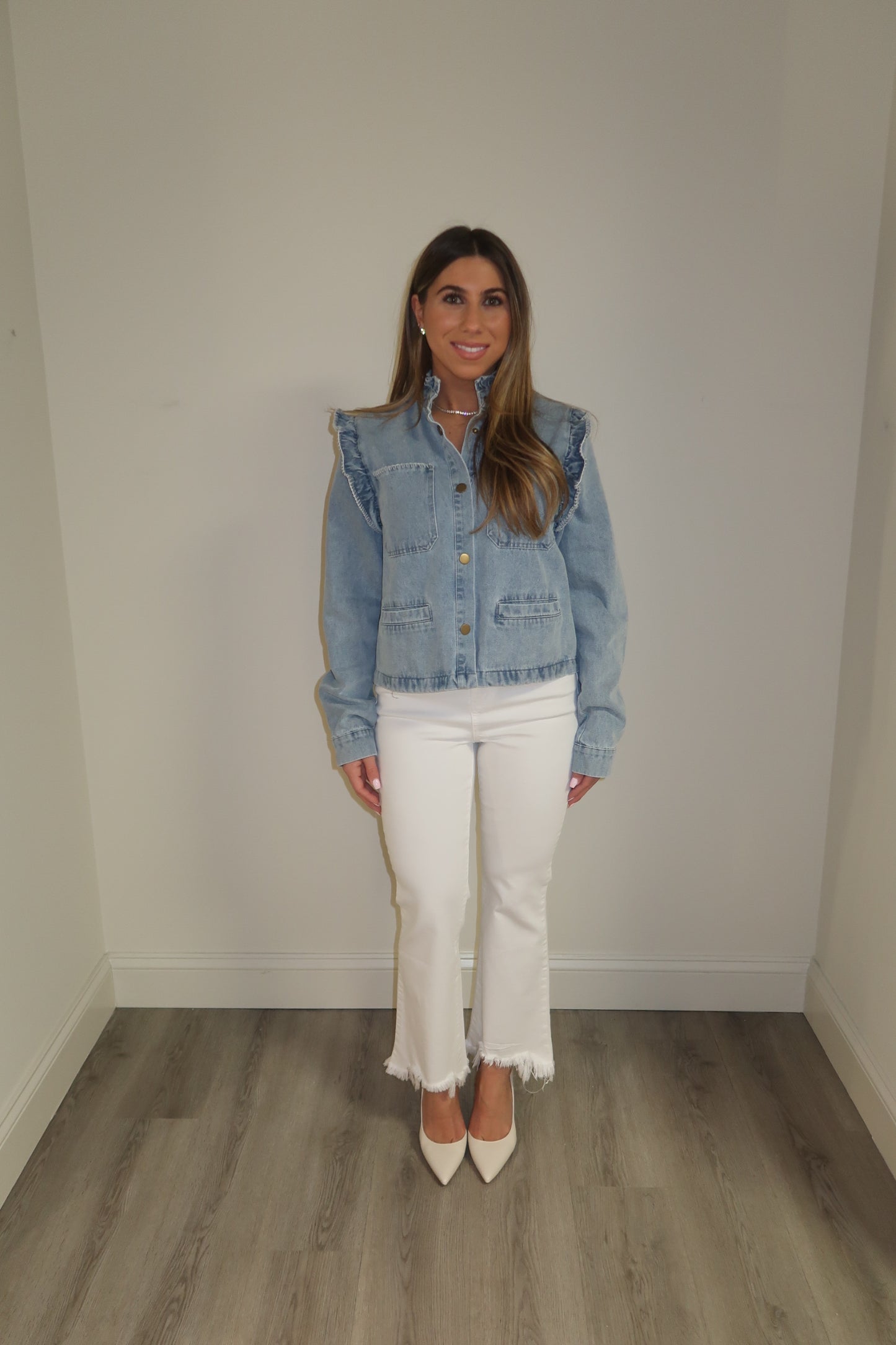 Frill Collar Denim Jacket
