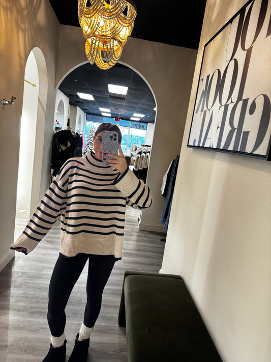 Striped Turtle Neck Sweater