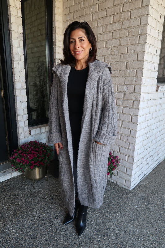 Charcoal Chunky Knit Cardigan