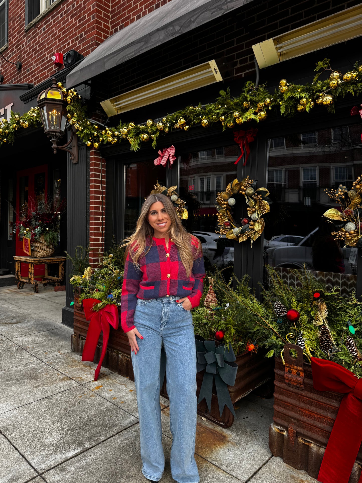 Red Checkered Cardigan