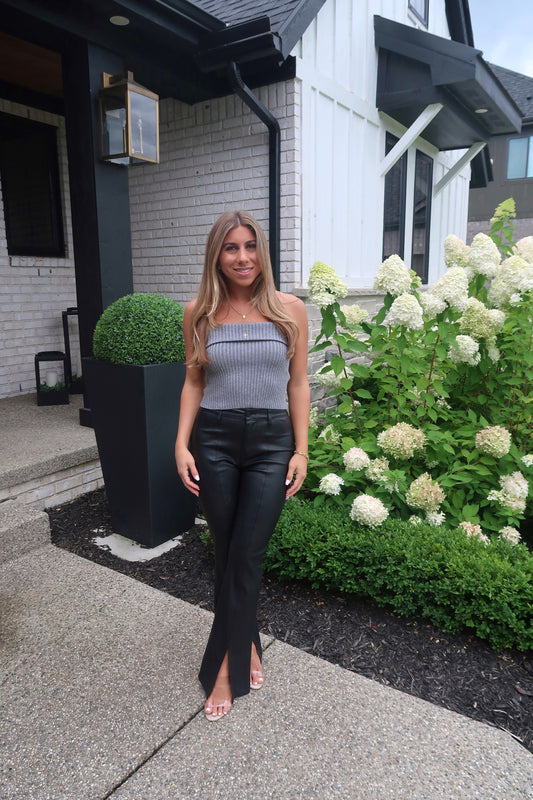 Rib Knit Tube Top - Charcoal