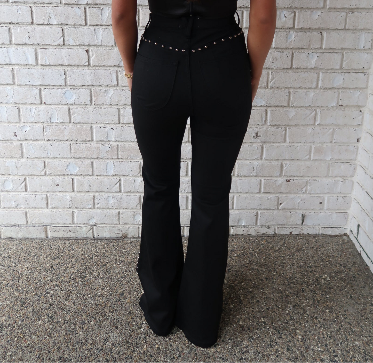 Studed Flare Pants - Black