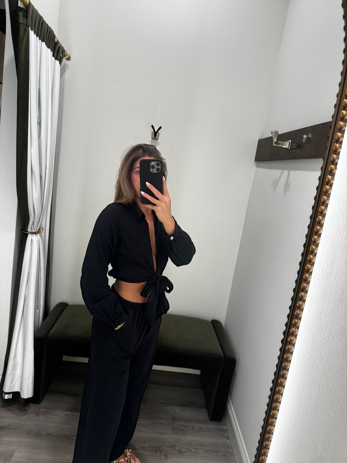 Black Wrap Tie Crop Top