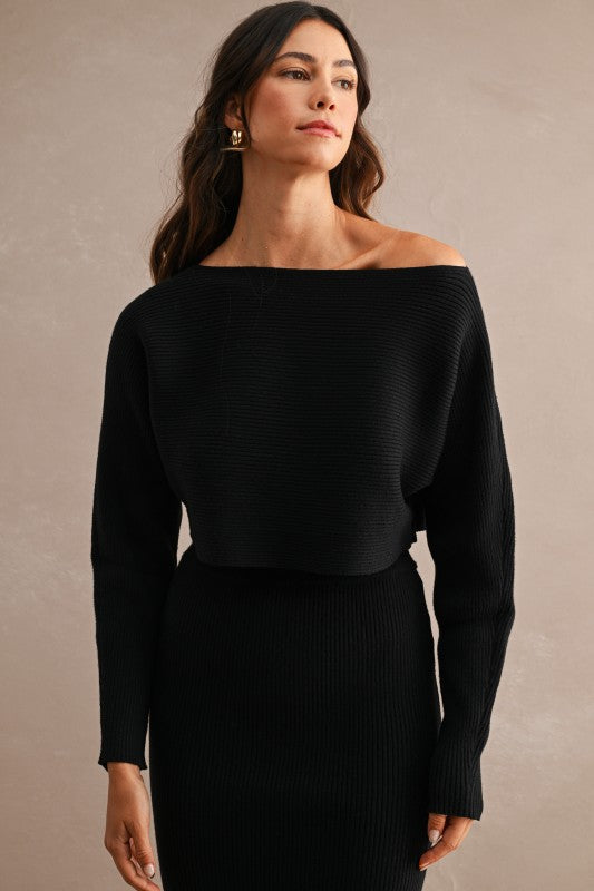 Ribbed Black Crop Sweater