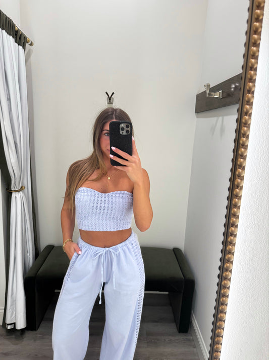 Baby Blue Drawstring Linen Pants