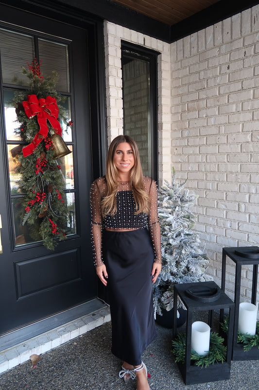 Midnight Satin Maxi Skirt