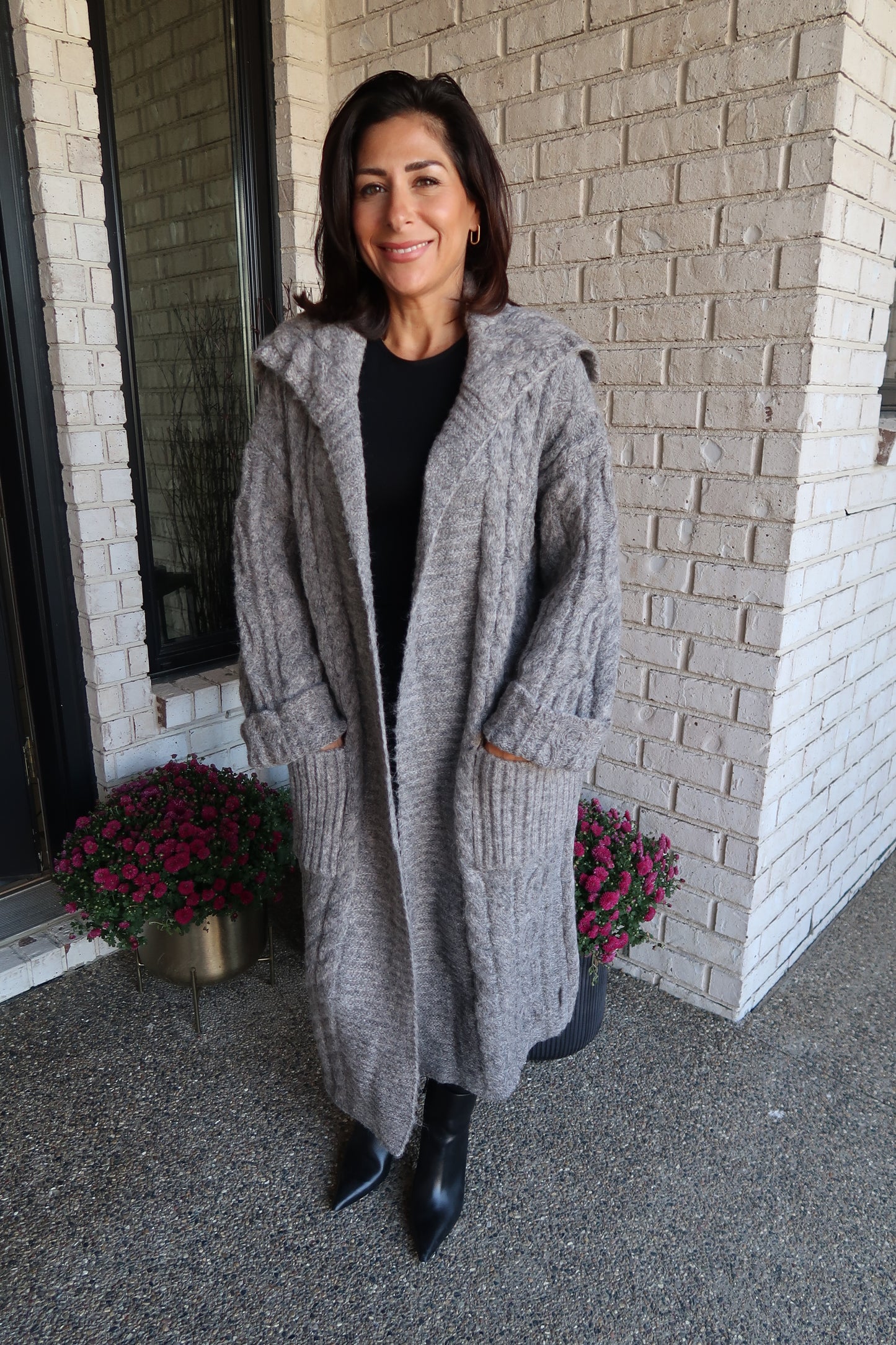 Charcoal Chunky Knit Cardigan