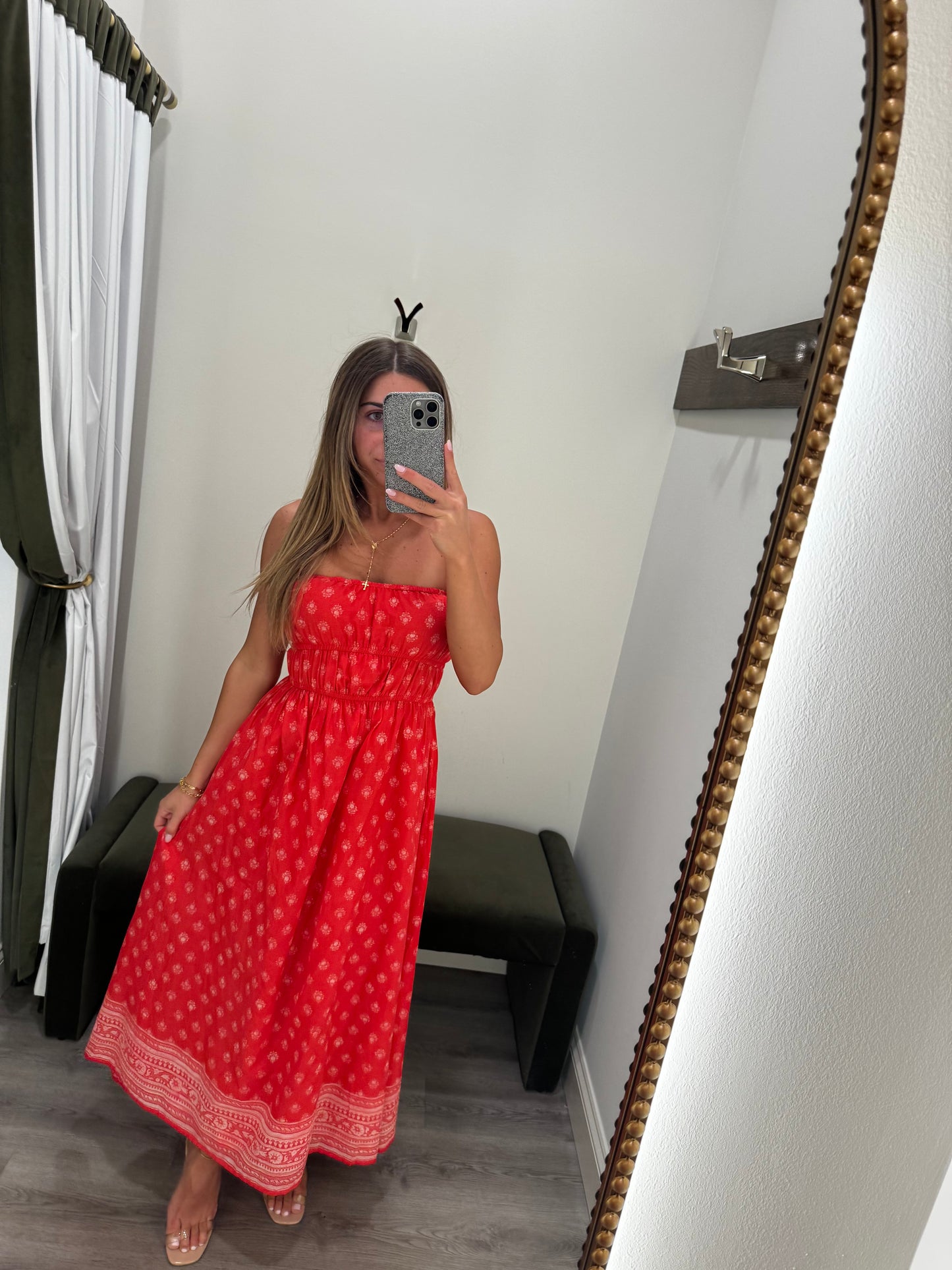 Coral Flowy Maxi Dress