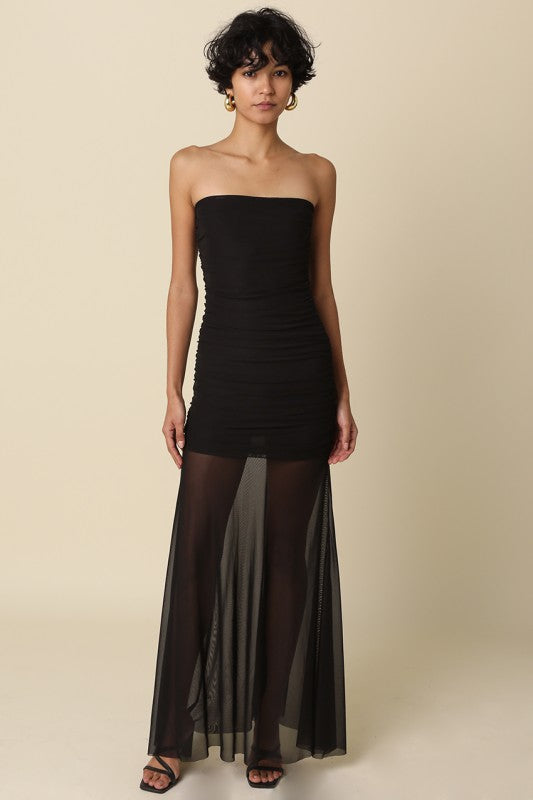 Caterina Strapless Sheer Maxi Dress