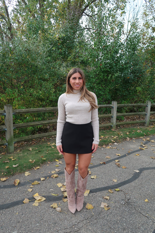 Black High Waisted Skort