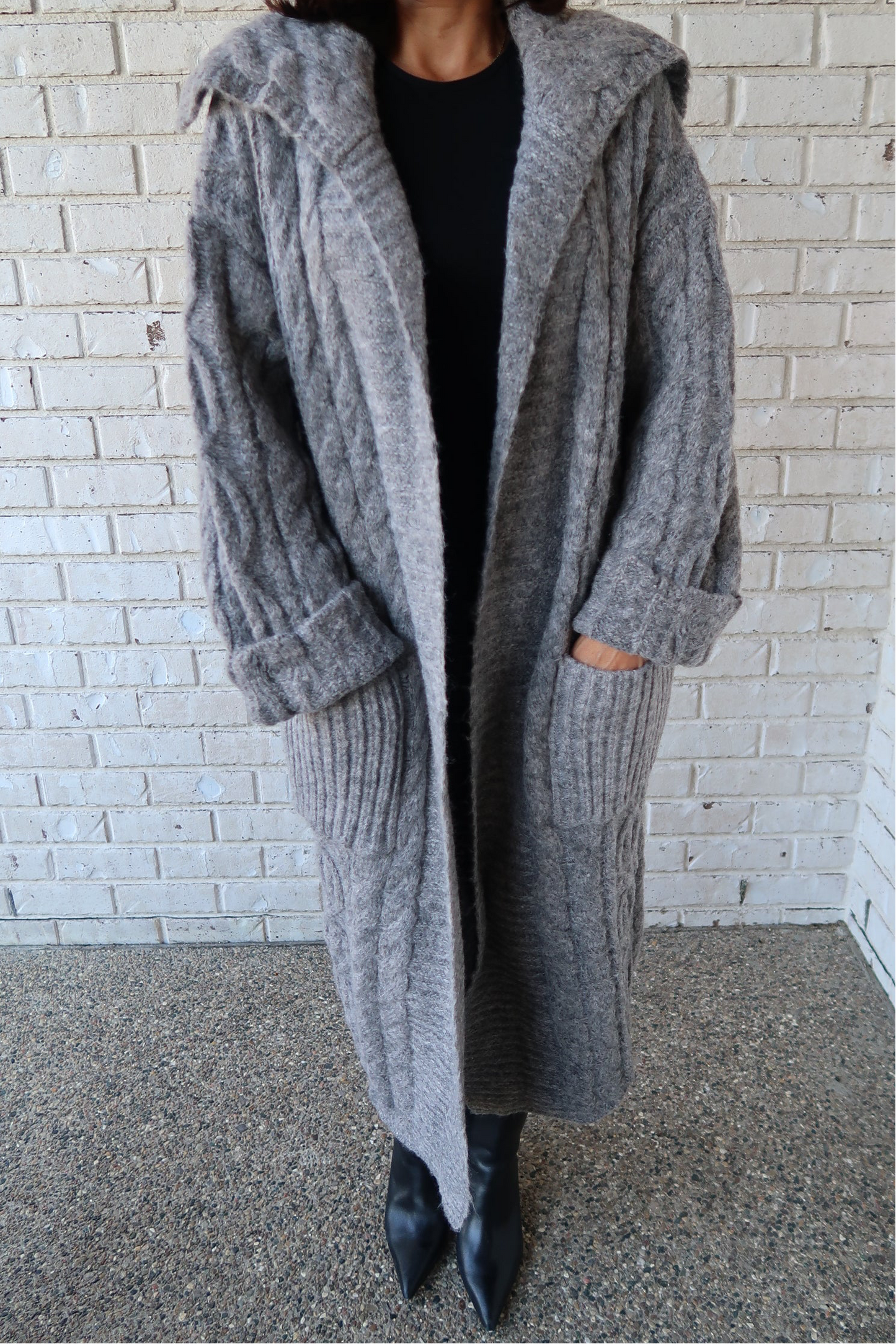 Charcoal Chunky Knit Cardigan