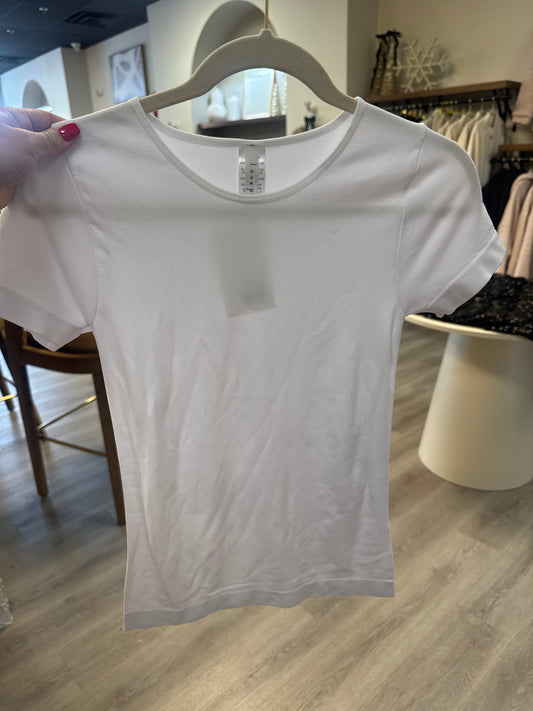 White Seamless Round Neck Tee
