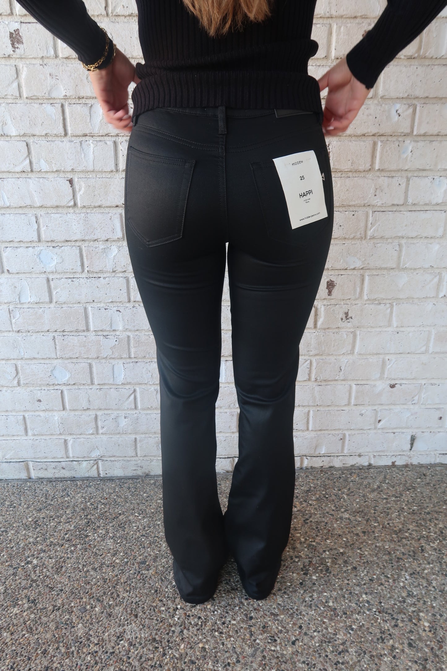 Black Coated Flare Pants