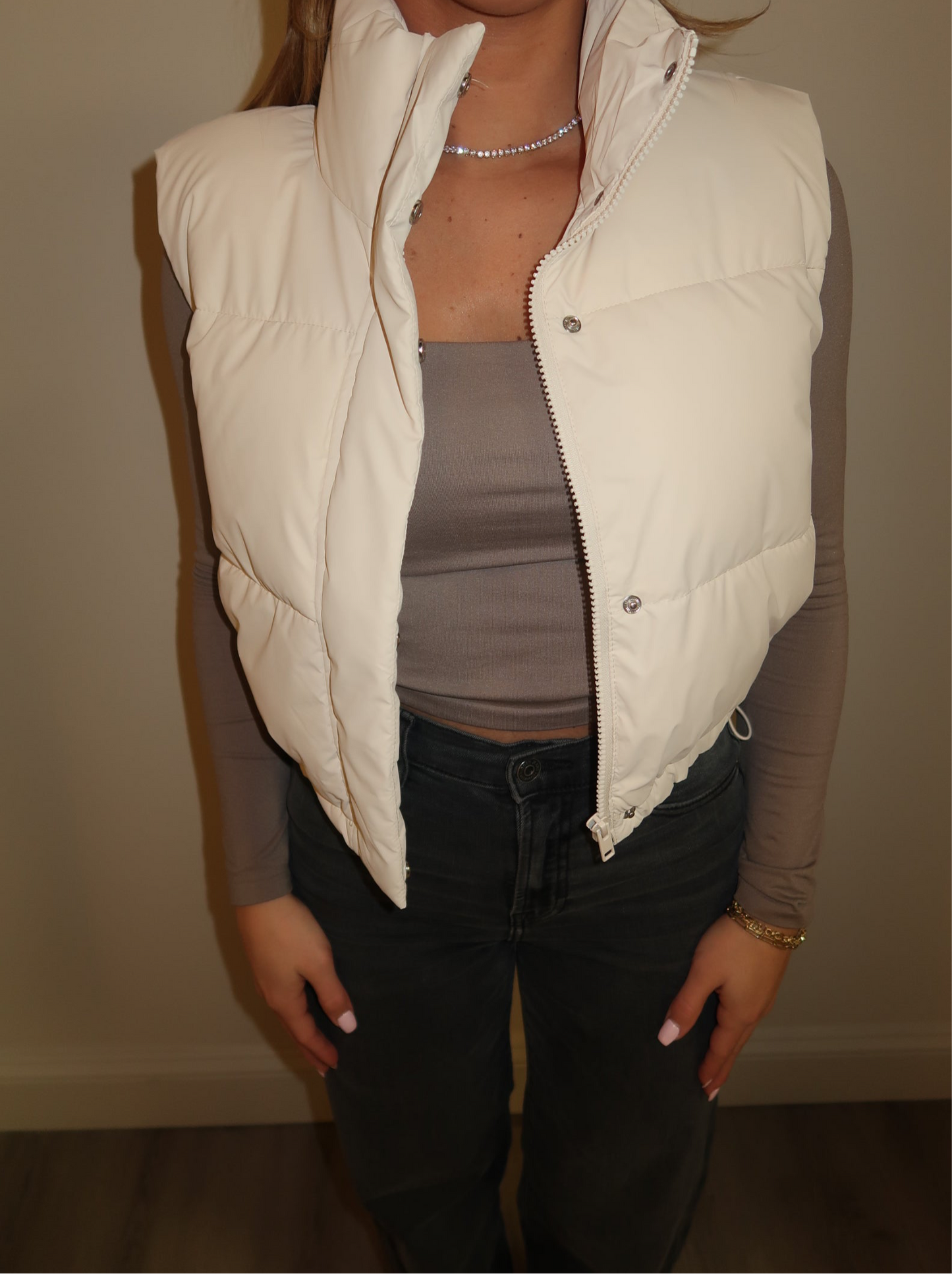 Cream Puffer Vest