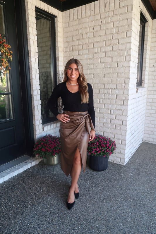 Wrap Midi Skirt - Mocha