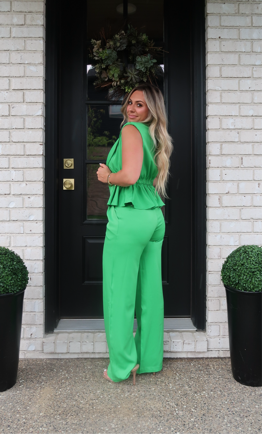 Green Pleated Trousers