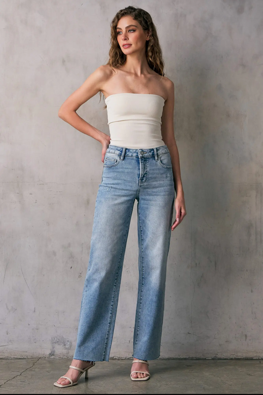 Medium Wash Classic Straight Leg Jeans