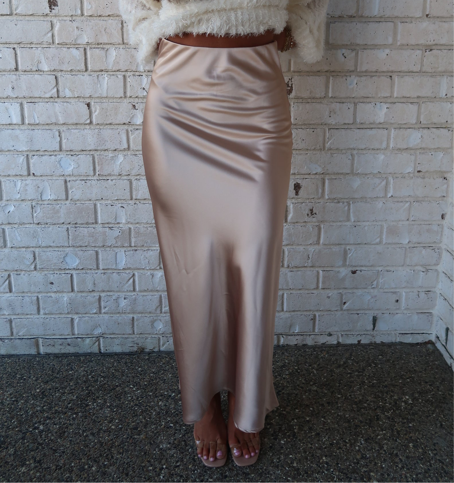 Champagne Satin Maxi Skirt