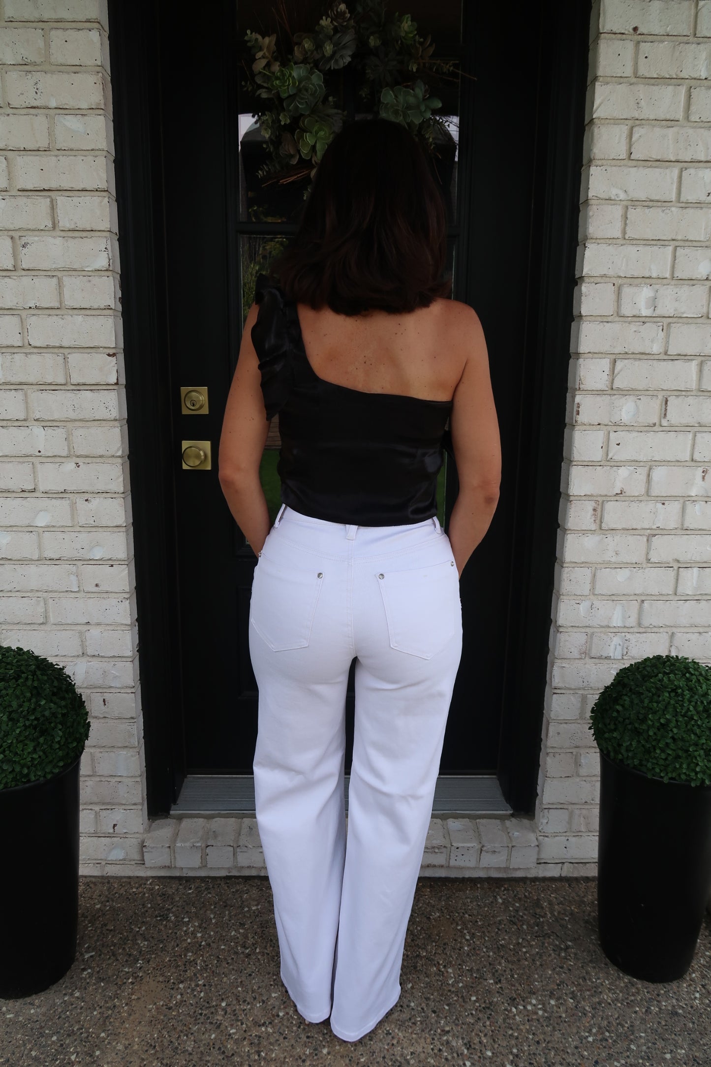 High Waisted Wide Leg Jeans - White