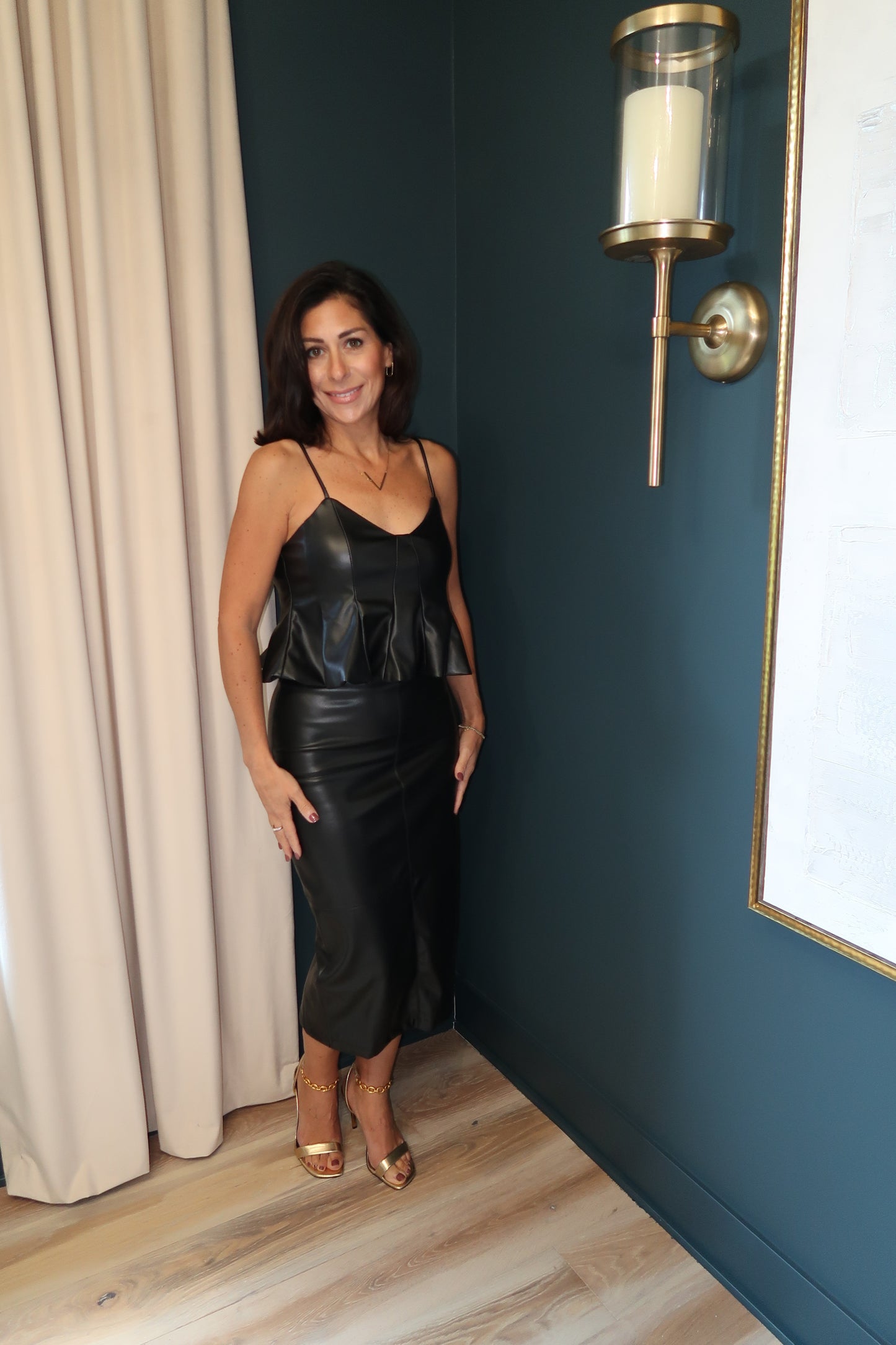 Leather Corset Peplum Top