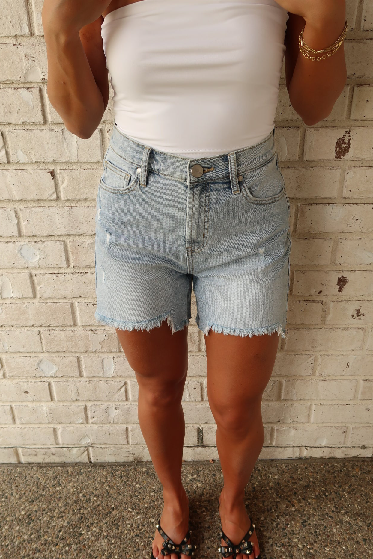 Light Wash Dad Shorts