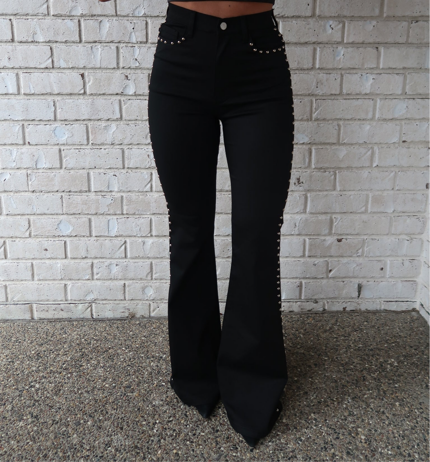 Studed Flare Pants - Black