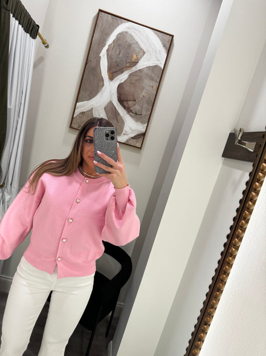 Pink Sweetheart Button Down Cardigan