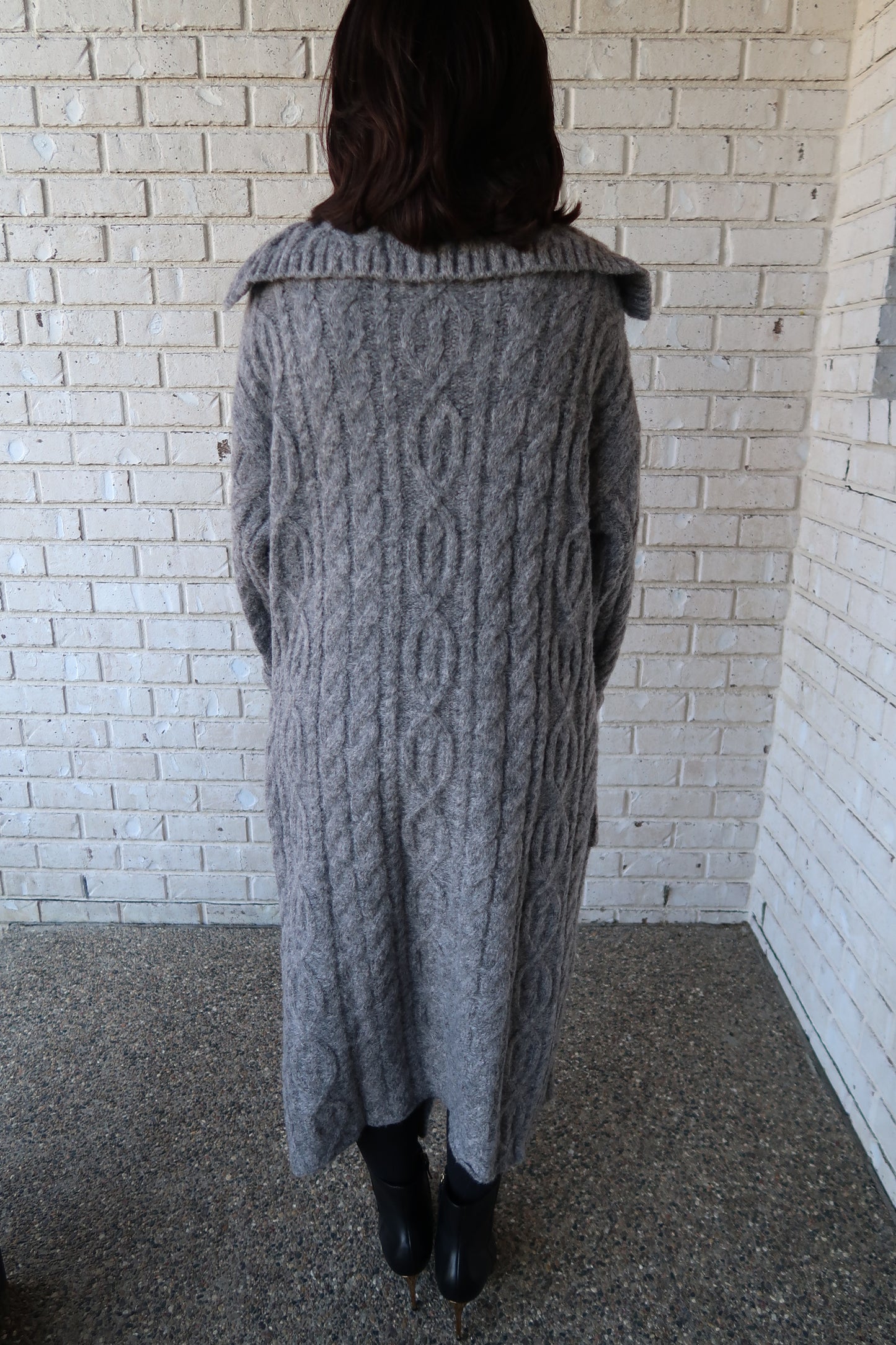 Charcoal Chunky Knit Cardigan