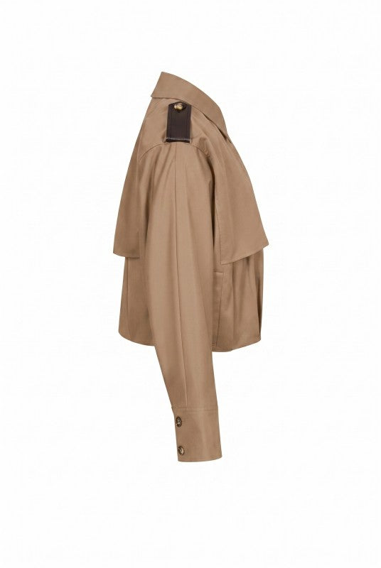 Khaki Woven Bubble Hem Trench Jacket
